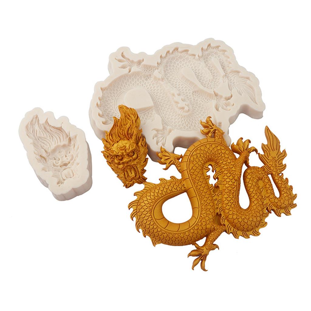Patterned Dragon Fondant Chocolate Mould Cake-Topper Baking Tools Handmade-Soap Silicone Ornaments Mold Easy To Clean