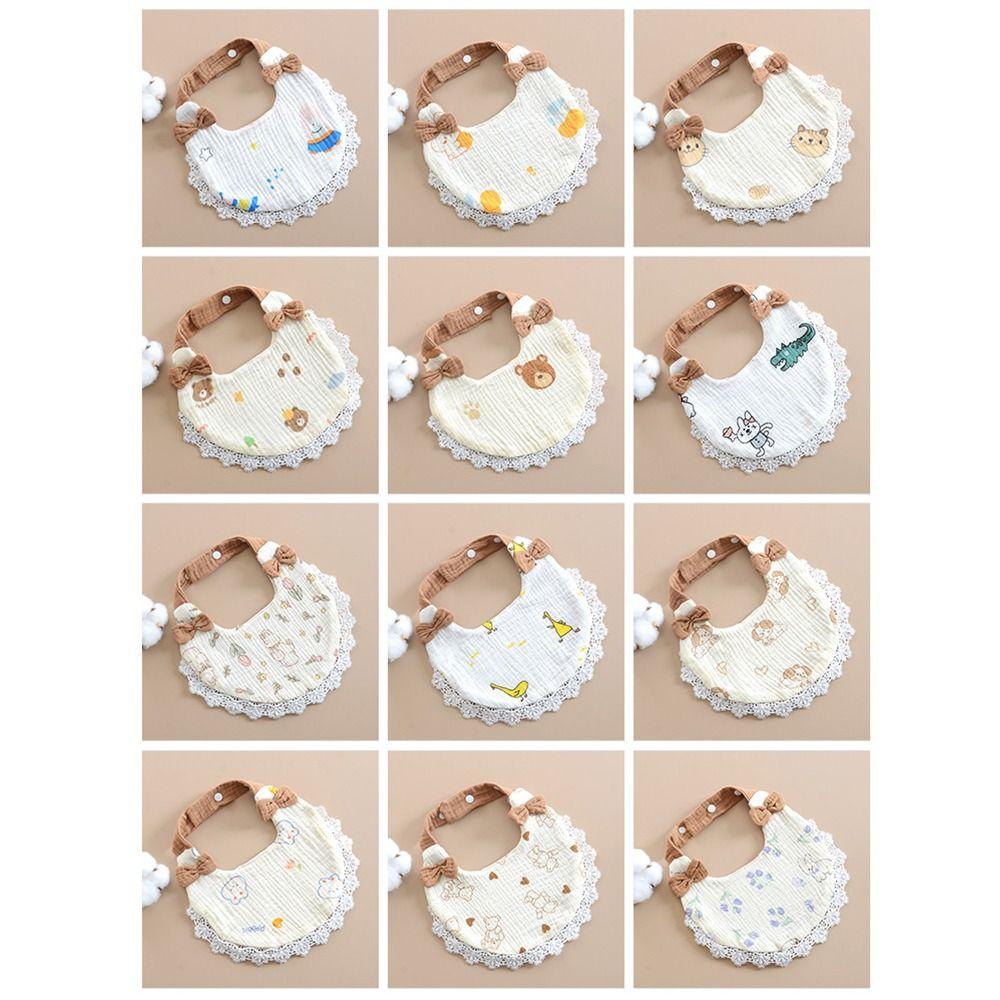 Breathable Baby Feeding  Bib Soft Gauze Lace Bow Burp Cloth Cute Cotton Drool Towel  Feeding Time