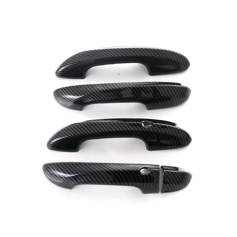 Car Upgrade Carbon Fiber Glossy Black Door Bowl Handle Cover For MG 4 MG4 EV Mulan   2024 Cars Accessories
