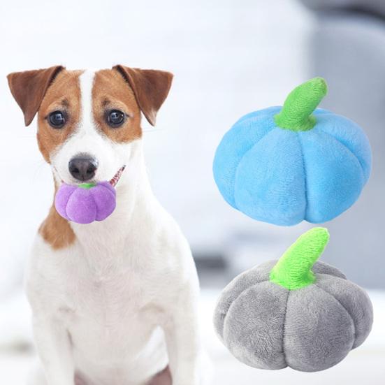 Puppy Squeaky Toy Pet Pumpkin Shape Plush Chew Toys Dog Interactive Reduces Boredom Squeaky Toy for Small Doggy