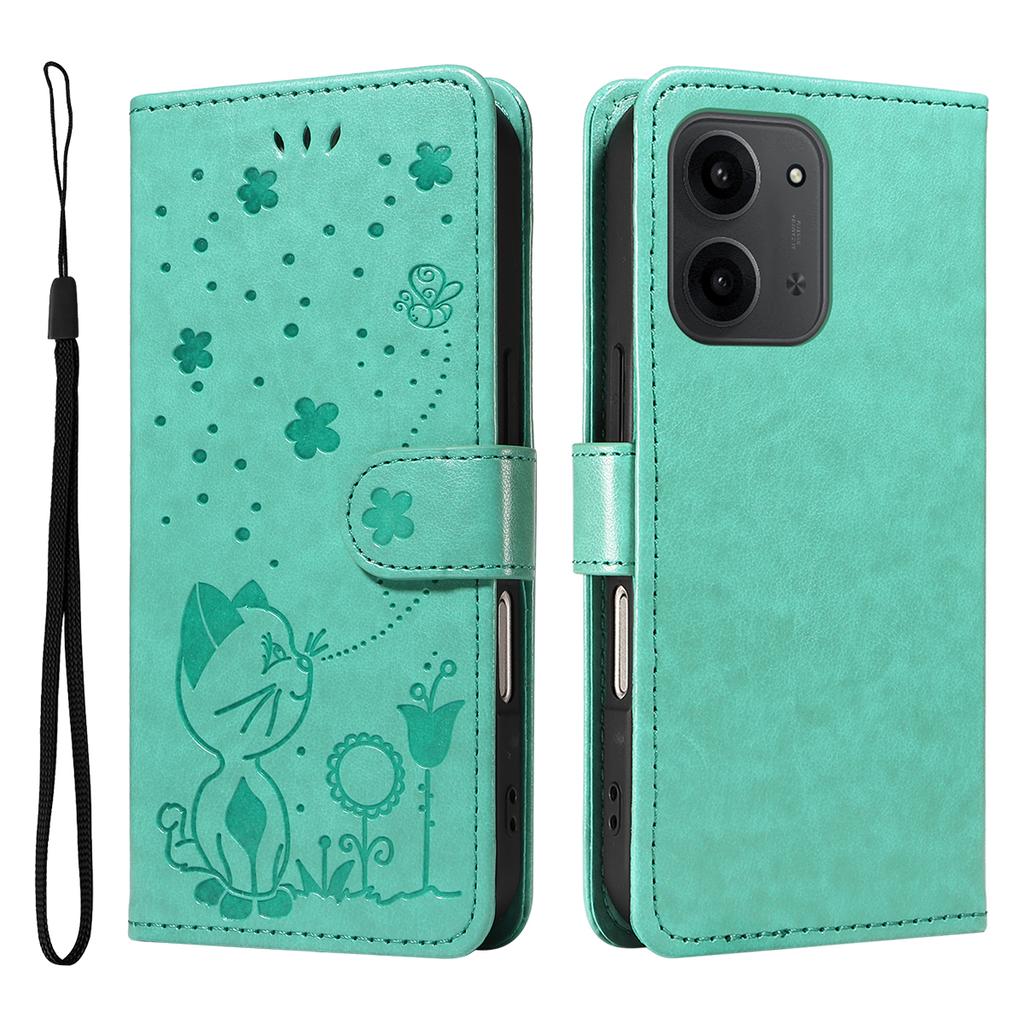 For Xiaomi Redmi 15C 4G (171mm) Leather Wallet Case Cat Bee Pattern Phone Cover Stand