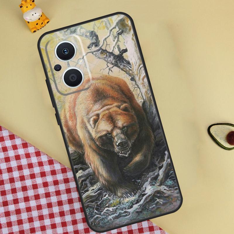 Cute Grizzly Bear Phone Case For OPPO Reno 13 13F 12 11 F 8T 7 8 10 Pro OPPO Find X8 Pro X6 X3 X5 Lite Cover