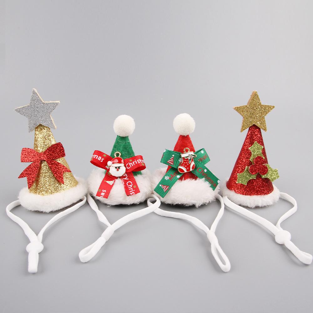 Pet Christmas Hat Comfortable Colored Pet Funny Photo Ornament Cat Christmas Hat