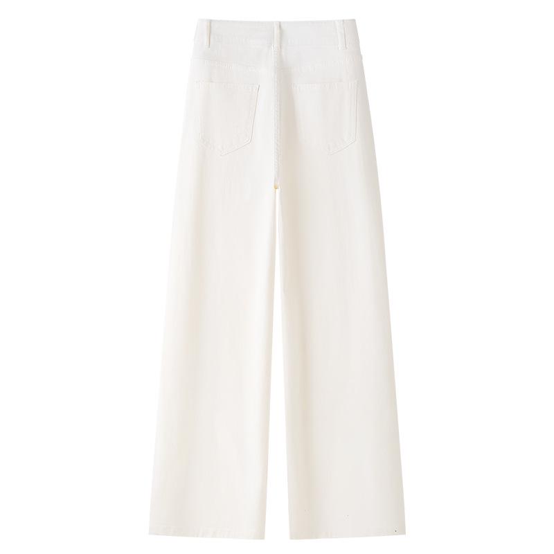 2025 Women's High-Waisted Yellow Wide-Leg Jeans: Slimming, Straight-Leg, Floor-Length, Spring Collection