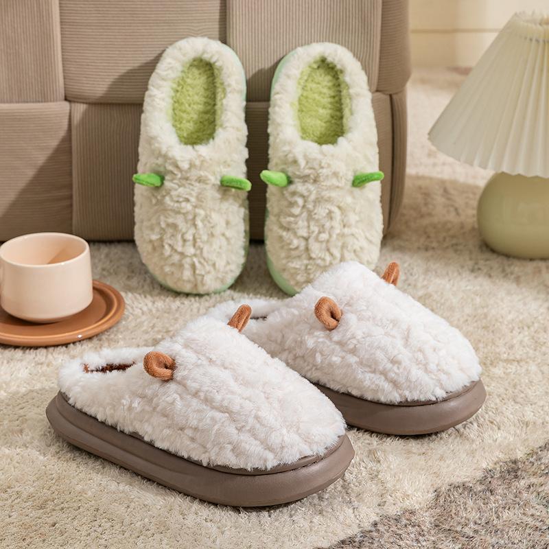 2025 new plush cotton slippers winter indoor home thickened warm couple household cotton slippers