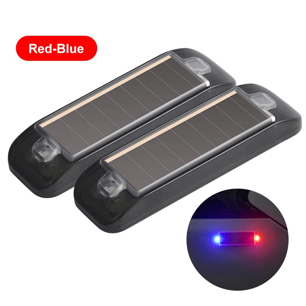 Solar Powered Car Warning Light LED Red-Blue Strobing Signal Solar Flashing Light for Bike Motorcycle Scooters
