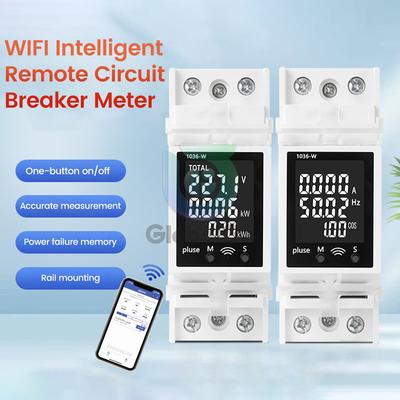 APP WiFi Din Rail Power Monitor Wattmeter Voltmeter Ampermeter Digital Energy Meter Over Under Voltage Protector Relay Switch