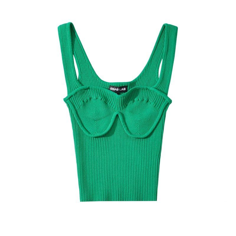 Za2025 Summer New Women clothes Versatile Slim fit Slimming Sexy Backless Square Collar Three-Dimensional Texture Knit vest