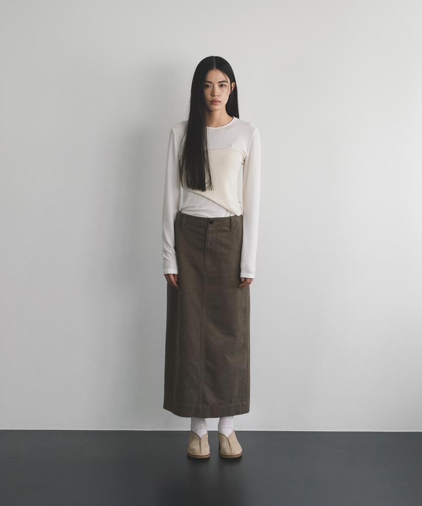 Another Office Woman W. Cationic Twill Maxi Skirt (Brown)