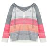 Fashion Women Casual Patchwork Long Sleeves Hooded Sweater Cardigan Blouse Tops
