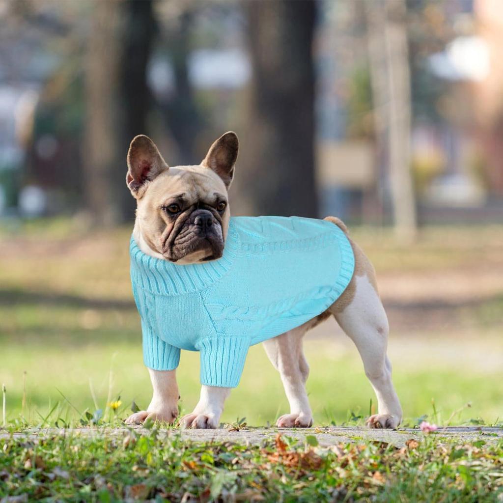 Dog High Collar Knit Sweater for Autumn/Winter 2025 - Solid Color Pet Clothing