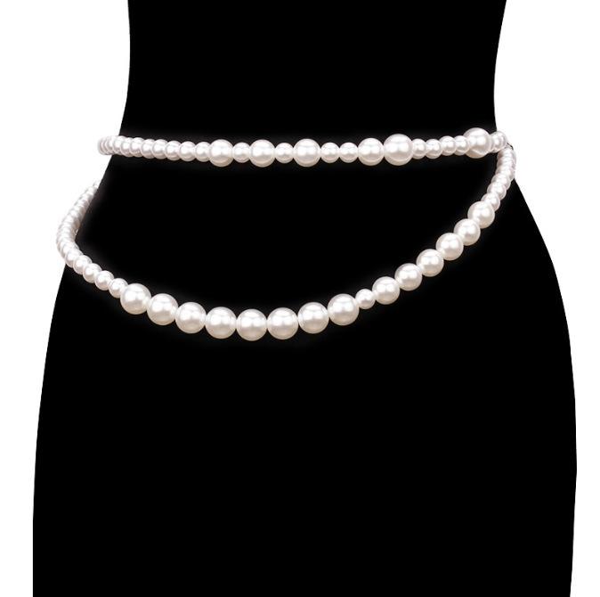 New pearl pendant decorative chain jewelry metal waist chain sexy body chain waist chain серебряный