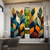 2pcs Vibrant Abstract Leaf Print Curtains - Rod Pocket   Semi-Transparent Polyester   Machine Washable - Ideal for Bedroom   Office