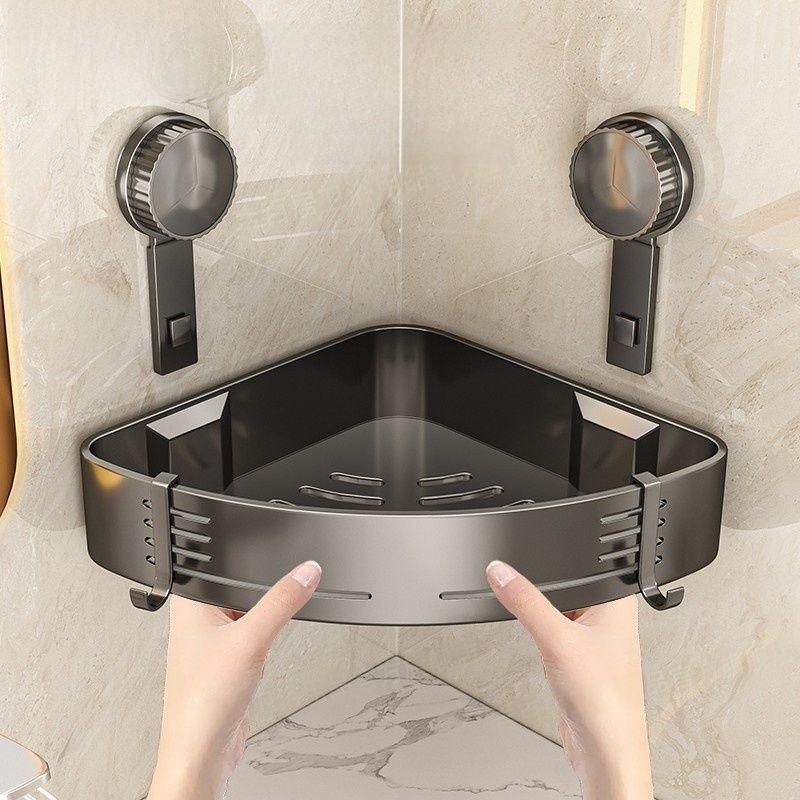 Bathroom Wall Mount Shelf With Abs Material And Padded Suction Cups For Shower Storage
