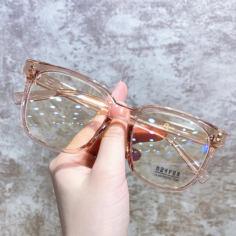 Large Transparent Black Myopia Glasses for Women, No Makeup Needed, Compatible with Prescription Lenses for Men, Korean Style, Round Face Slimming.