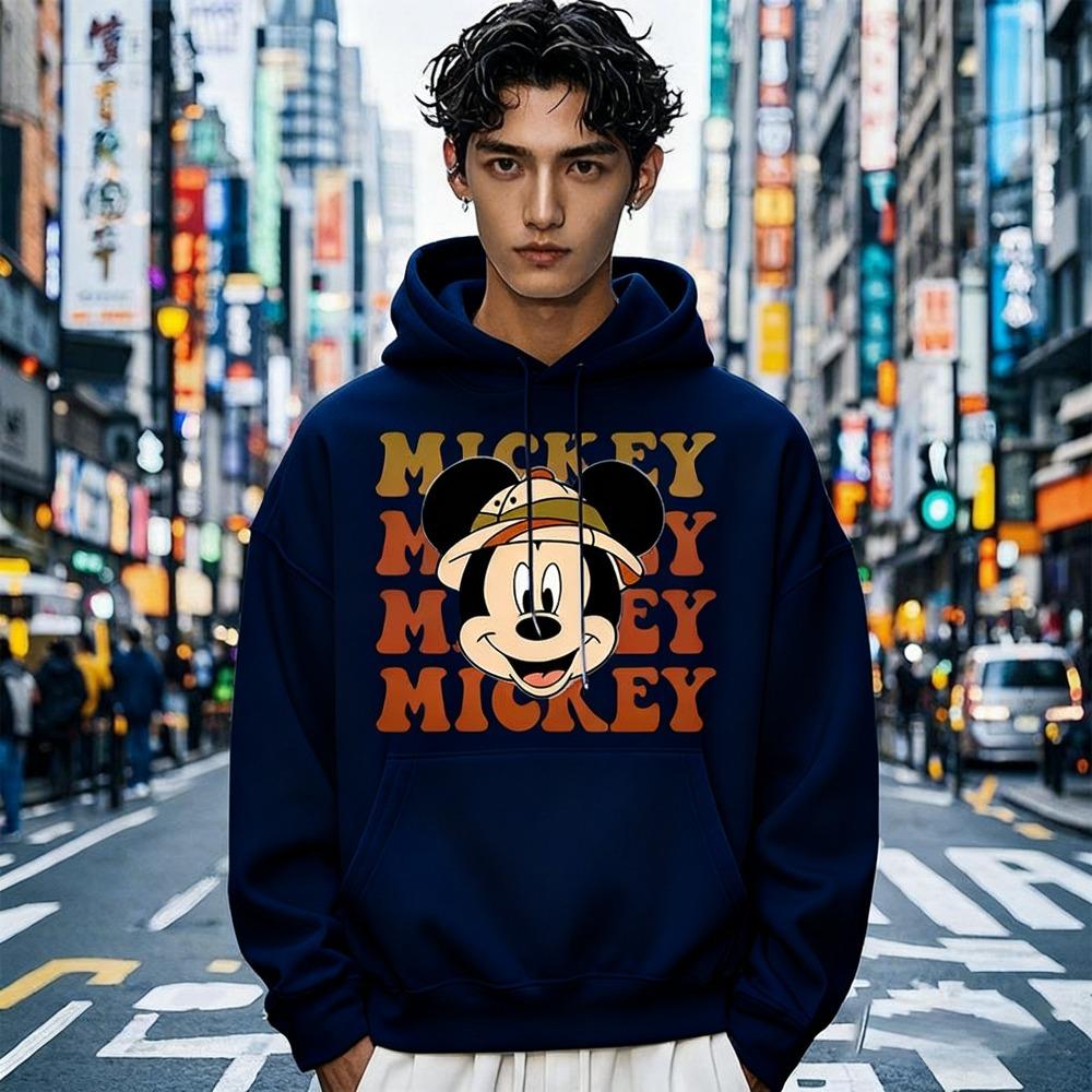 Disney Parent-child Set, Children's Animal Kingdom Mickey Mouse Head Printed Men's Hoodie, Casual Sportswear, Loose Top