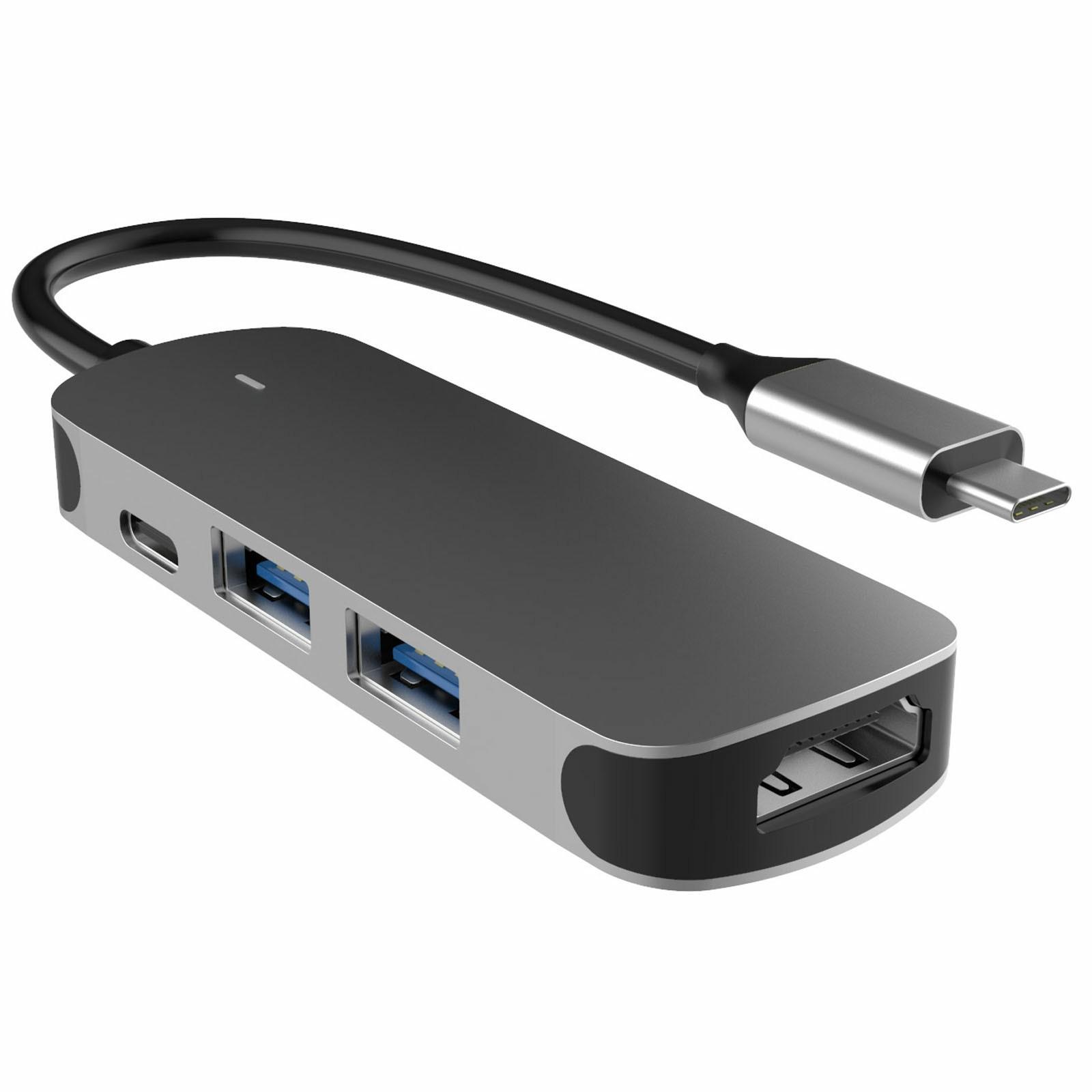 

FX-1804H 4-in-1 Aluminum Alloy Type-C Hub with 2x USB-A,HD 4K and PD Charging USB-C As Shown A