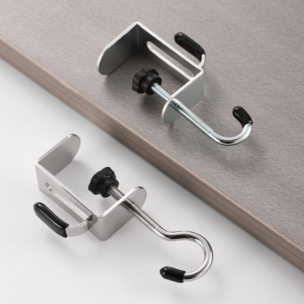 2PCS Steel Double Hook Backpack Hook Detachable Headphone Hanging Hook Portable Table Hooks  Office