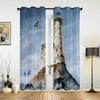 Lighthouse Island Vintage Watercolor Modern Window Curtains for Living Room Bedroom Curtain Kitchen Treatment Blinds Drapes