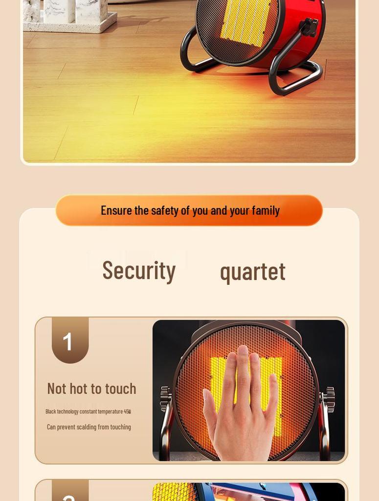 Yangzi Compact Dual-Use High Power Fan Heater: Quick-Heat Cold/Warm Desktop Electric Heater