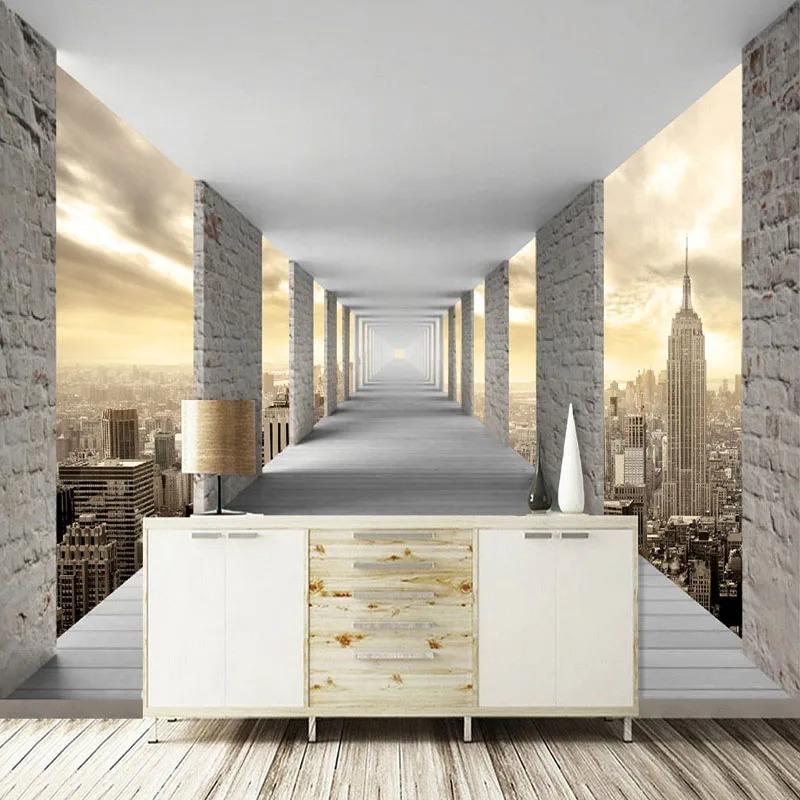 Modern Simple Mural Wallpaper 3D Stereo Geometry City Building Photo Wall Paper Personality Creative Living Room Bedroom Fresco