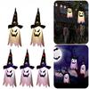 Glow in Dark Halloween Pendant LED Light Up Ghost Wizard Hat Necklace Scary Party Prop Festival Dress Up Accessory