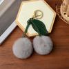 Keychain Key Fob Bag Pendant Fluffy Cherry Keyring Bag Hanging Leaf Artificial Rabbit Fur Ball Key Holder Plush Bag Accessories