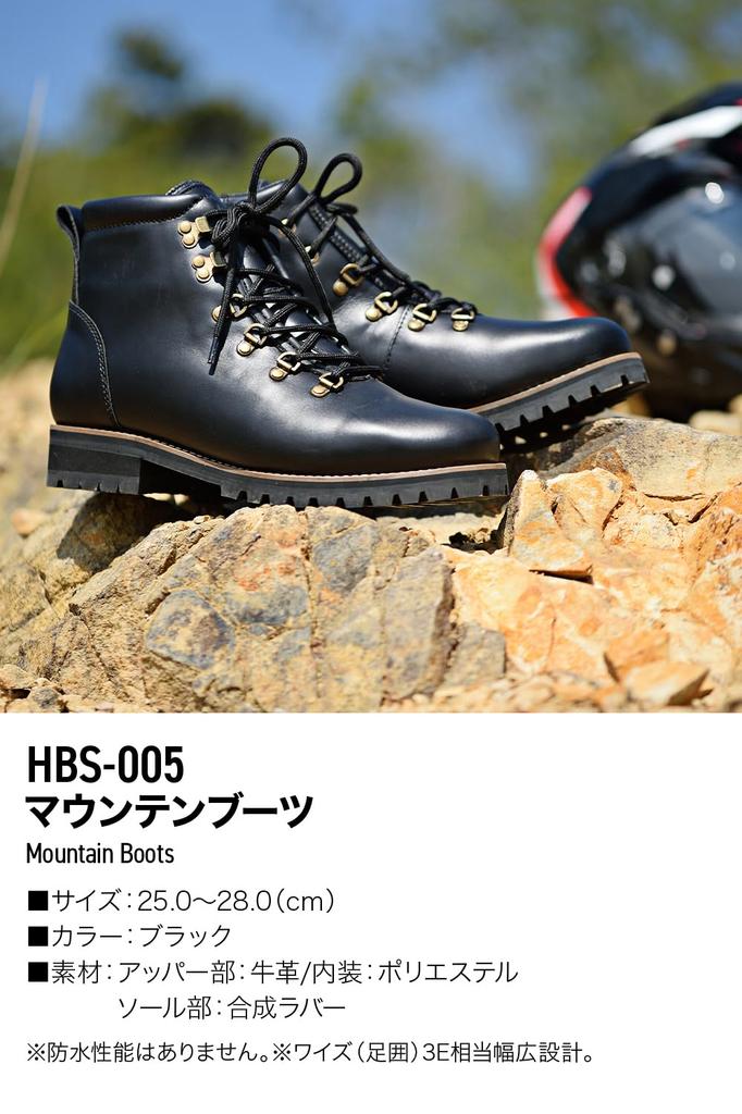 Daytona Motorcycle Riding Mountain Genuine with Shift Pad and Side Size 16842 HBS-005 Boots, Boots, Leather, Built-in Zipper, Black, 26.5cm, Men's,