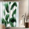 Tropical Palm Leaves Shower Curtain, Lush Green Foliage Design, Fade-Resistant Polyester, Machine Washable, 12 Hooks
