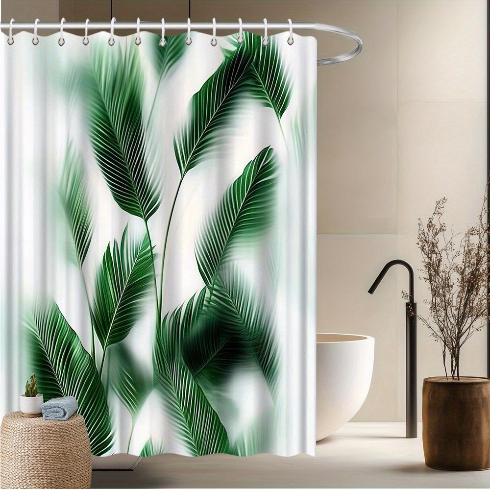 

Tropical Palm Leaves Shower Curtain, Lush Green Foliage Design, Fade-Resistant Polyester, Machine Washable, 12 Hooks W60H190(CM)-1 Pcs