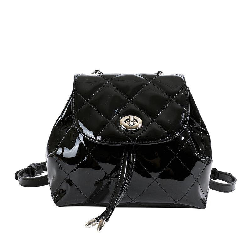 Fashion Glossy Rhombus Backpack Women's Versatile Chain Small Backpack