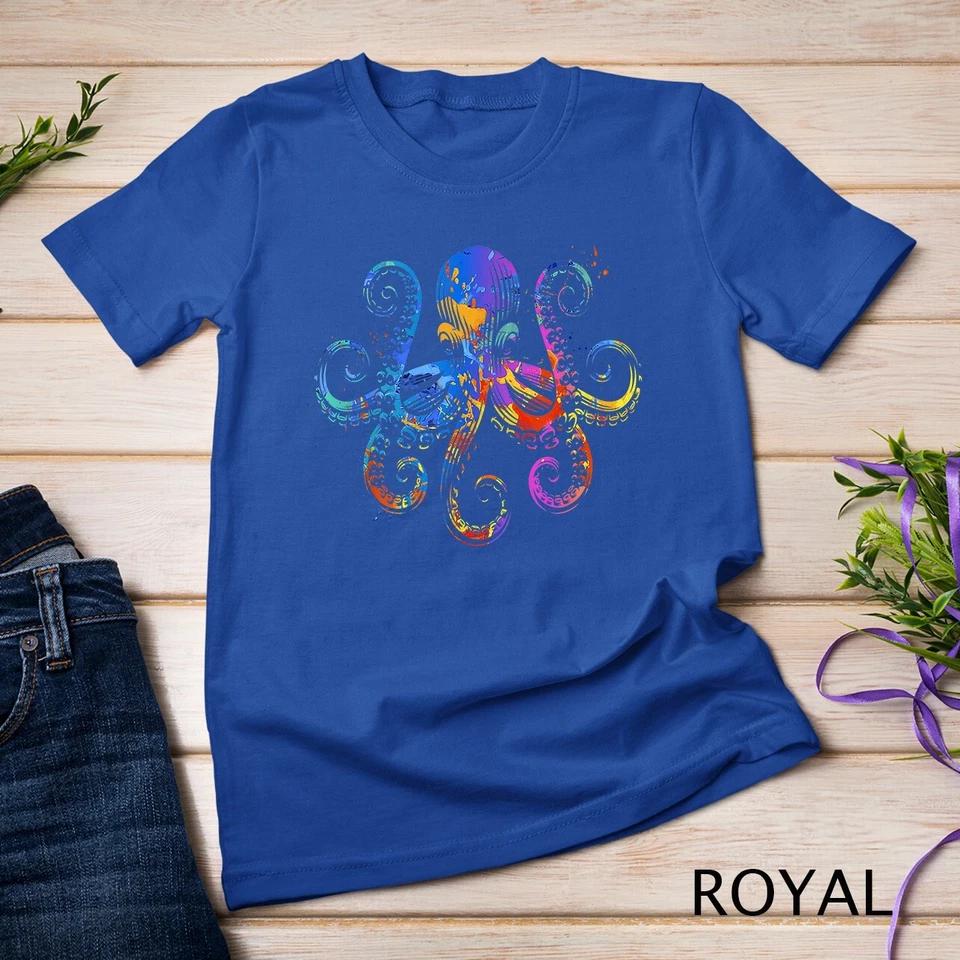 Octopus Graphic - Colorful Ocean Octopus Design Unisex T-shirt 7 3XL