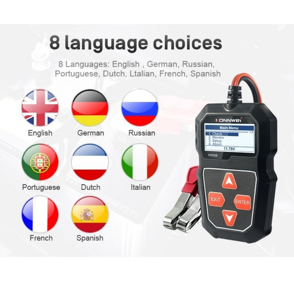 KONNWEI KW208 12V Autobatterietester 100 bis 2000CCA Anlassen Ladeschaltung Tester Batterieanalysator 12 Volt Batteriewerkzeuge