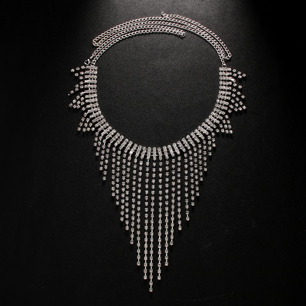 Lanț de Talie cu Franjuri și Strassuri pe Mai Multe Niveluri Chiloți Lanț de Corp Sexy pentru Plajă Lanț de Corp pentru Doamne