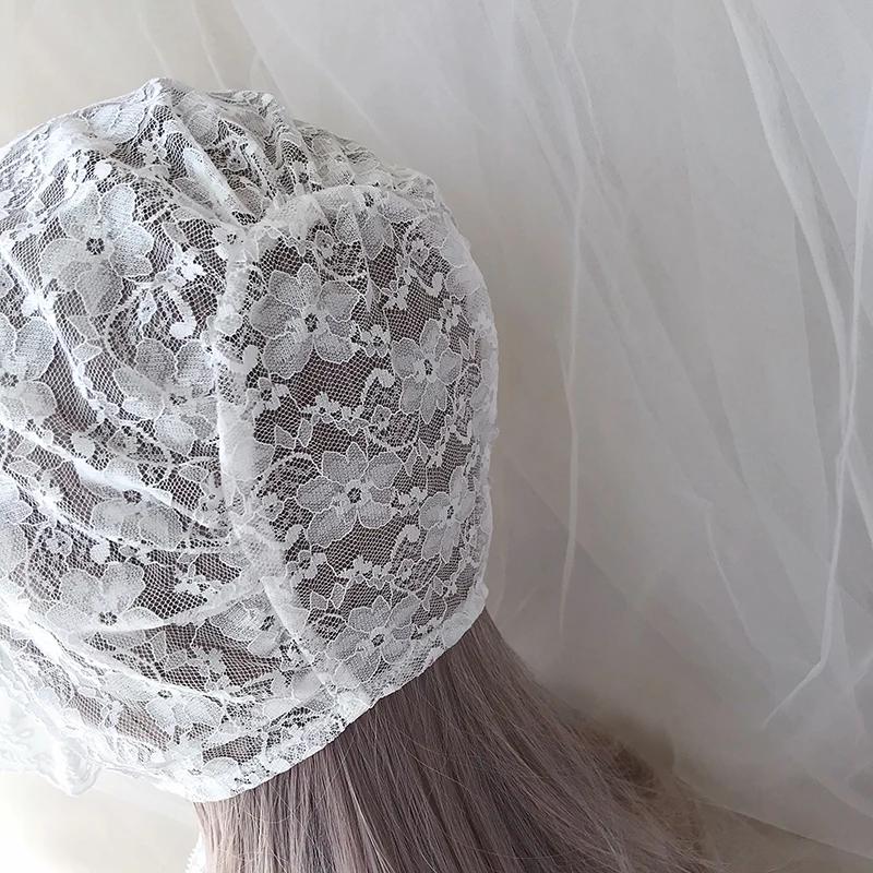 Lolita Cap Maid Cosplay Vintage Lace Bonnet Ruffled Hat Women Girls Pumpkin Cap Lace-up Adjustable Hat