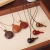 Natural Wood Gourd Long Pendant Necklace Adjustable Rope Chain Choker Unisex Jewelry Anniversary Gift for Women Men