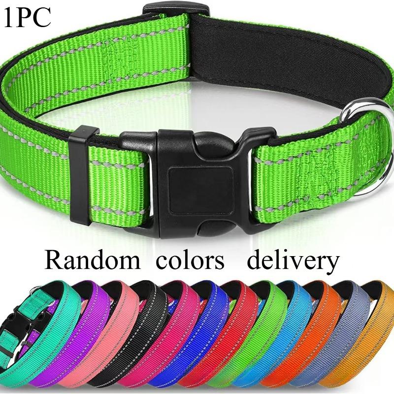 

1PC Breathable Pet Nylon Reflective Collar Medium Dog Adjustable Webbing Size Medium Dog Set XL(2.5CM 45-70CM)