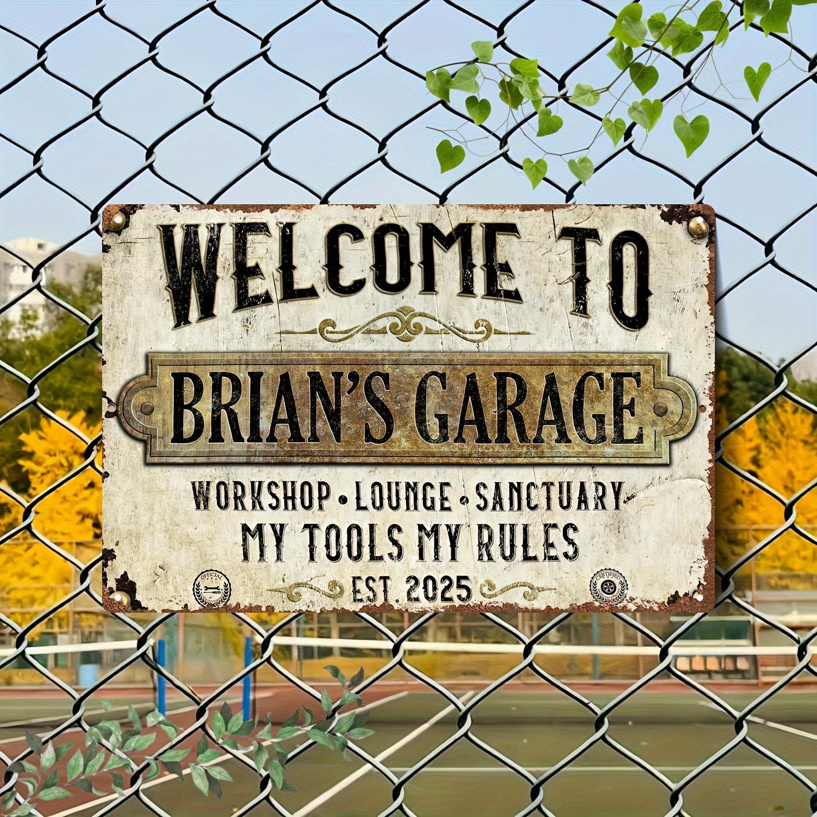 

Vintage Welcome to BrianS Garage Metal Tin Sign Rustic Wall Art with My Tools My Rules Design Perfect for Home Stud 20x30cm（7.8x11.8inch）
