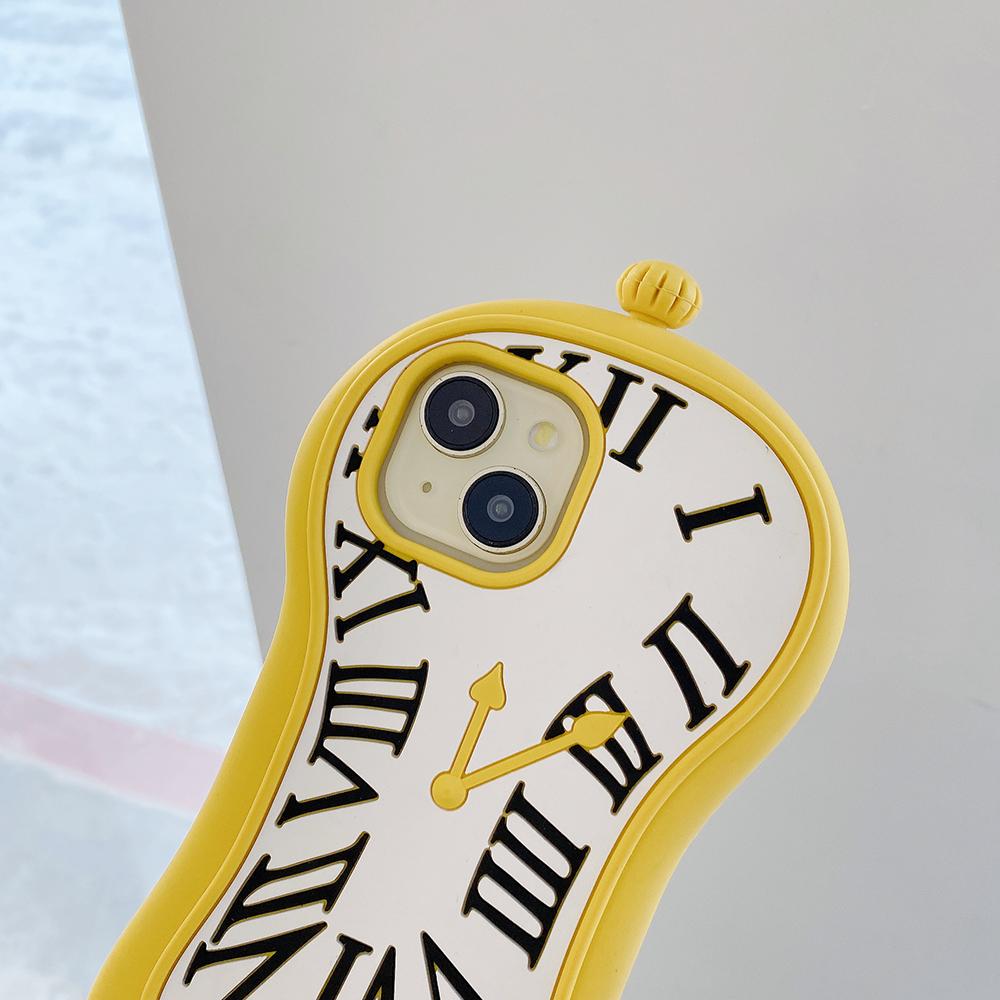 Funny Cartoon 3D Clock Phone Case For iPhone 16 Pro Max 15 14 13 12 Pro Max 11 Anti Fall Soft Silicone Cover