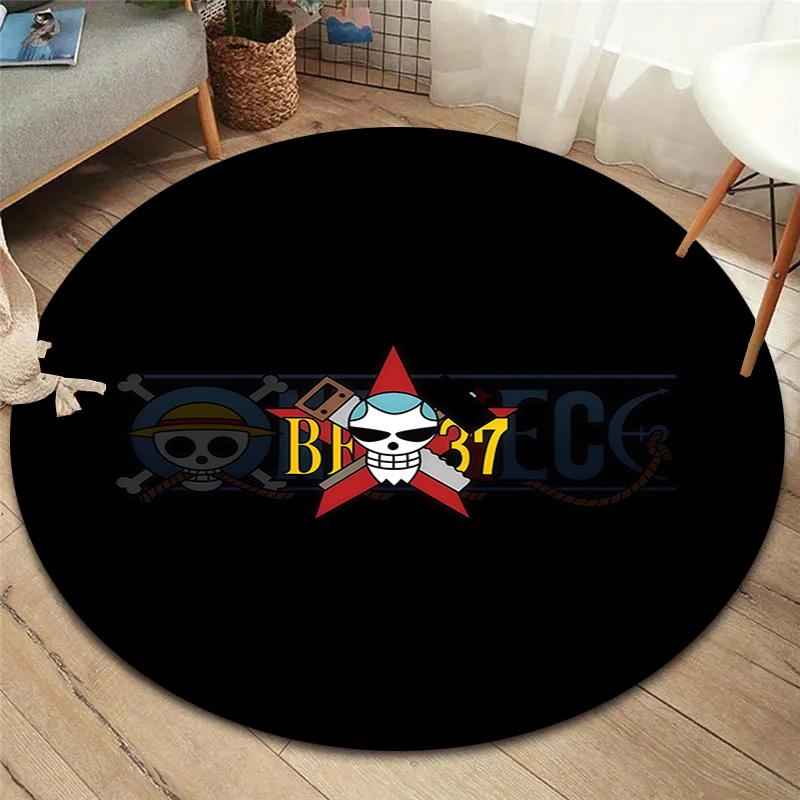 One Piece Logo Round Area Rug Carpet Rug For Living Room Bedroom Sofa Playroom Decor Nonslip Floor Mat