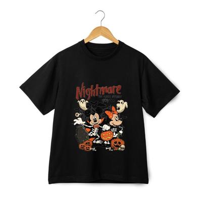 Halloween Grafik T-Shirt - Nightmare Street Mickey Minnie Skelett T-Shirt