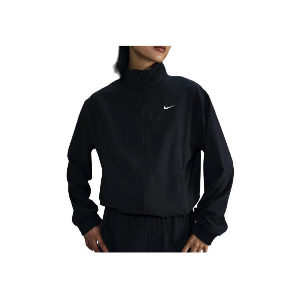 Nike Solid Color Long Sleeve Jacket With Zipper Pockets And Elastic Cuffs Women Jackets Black HQ3368-010