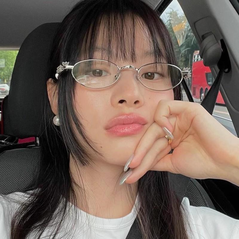 Diamond-Set Nine-Carat Oval Sunglasses Frame Jewelry With Diamond Sunglasses Frame Thin Face Sunglasses Tide