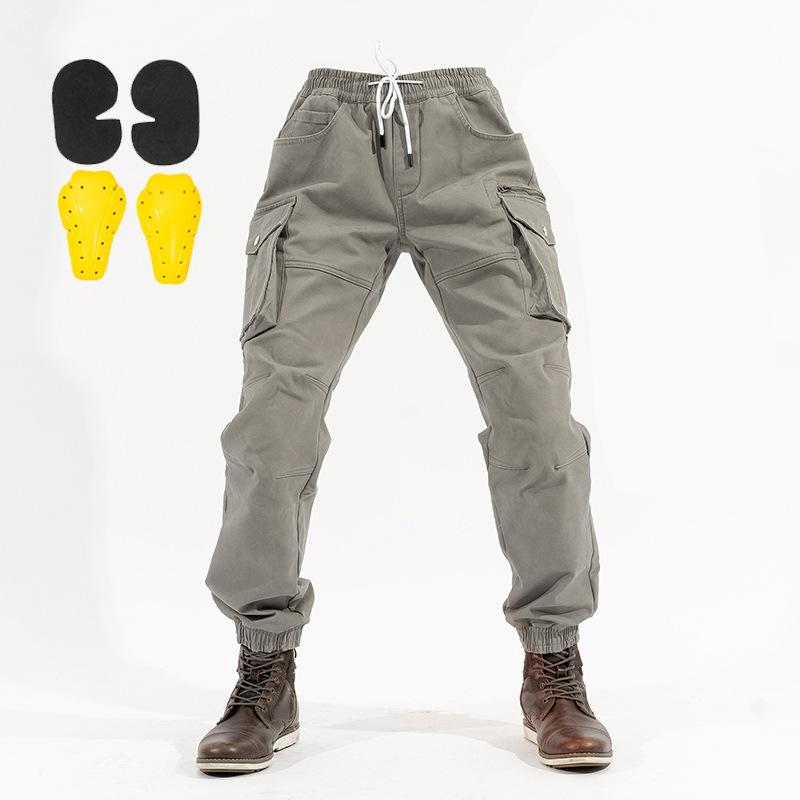 

Motorcycle cycling pants anti-drop racing pants multi-pocket slim-fitting leggings S серый