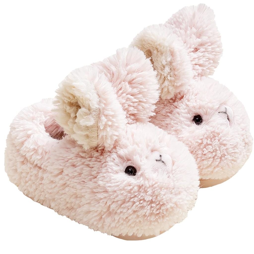 AIEOE Room Slippers for Girls and Fluffy Rabbit Cold Weather Size 14cm Kids' Shoes, Fall/Winter Boys, Warm, Cute, Design, Protection, Non-Slip, Pink,