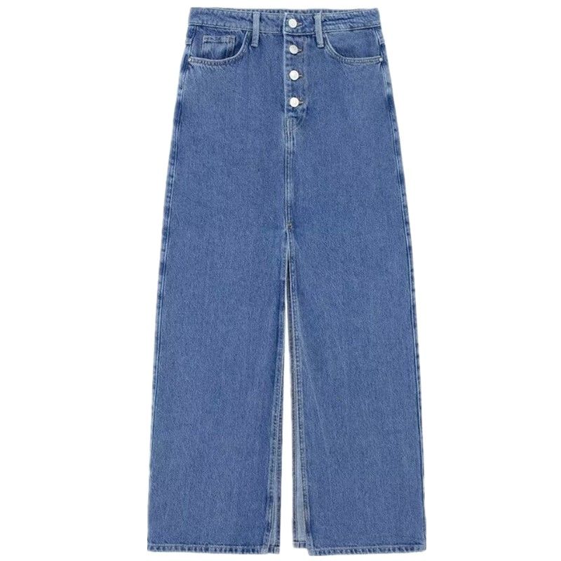 

Fashion Style 2023 New Fall Women s Clothing Slim Looking Easiest for Match Double Slit Midi Skirt Denim Skirt 6164183 427 Blue L