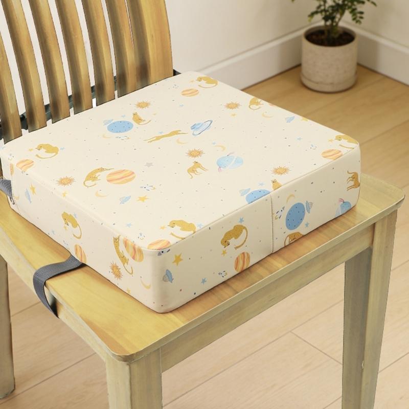 Booster Seat for Dining Table Printed Pattern Kids Booster Seat with Safety Buckles Anti-Slip Bottom Heightening Cushion