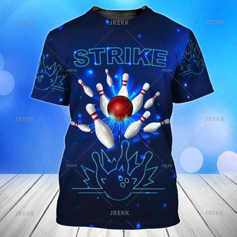 Bowling Jersey Men's T-Shirt Summer Fashion Streetwear O Neck Casual Short-Sleeve Gym Tops Men Clothing
