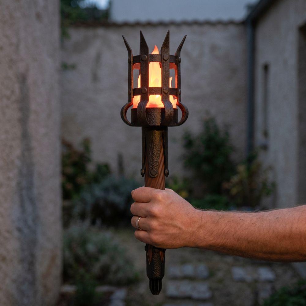 Led Lighting Medieval Torch Wall Lamp Dual Torch Torch Shape Hanging Light  Haunted House