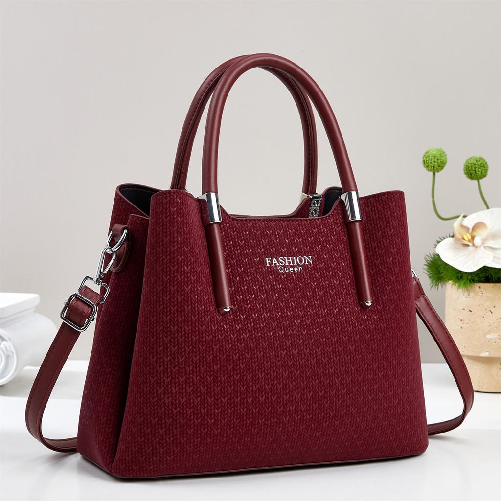 Pu Leather Large Shoulder Bag With Multiple Pockets For Office And Daily Use